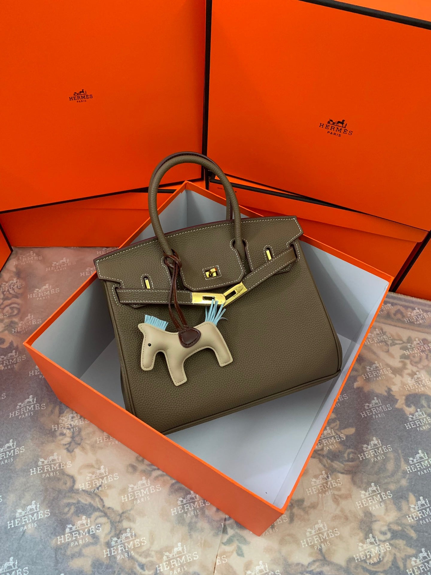 Birkin Platinum Color-Blocked Women's Bag from the Exclusive TOGO Series