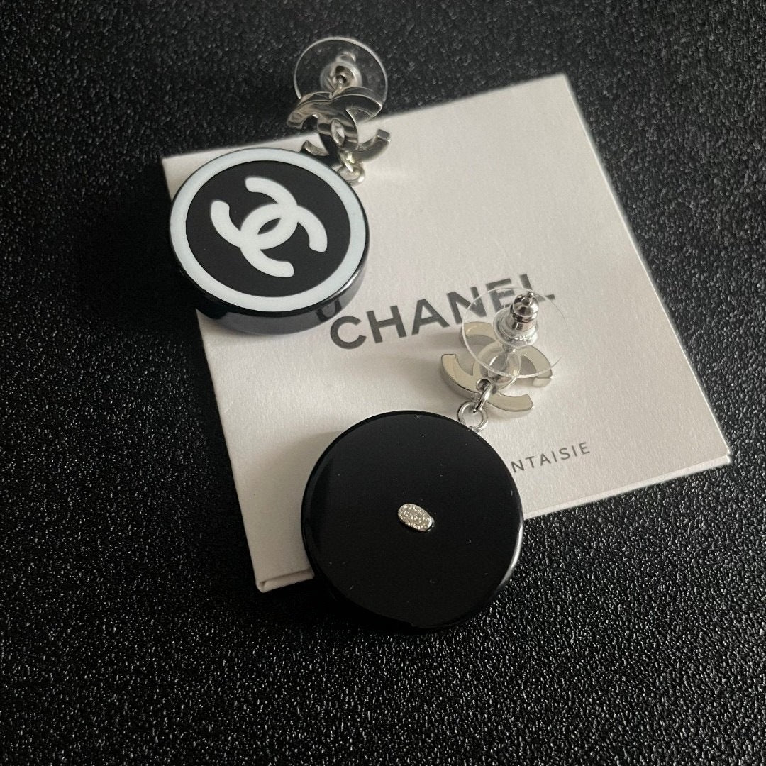Logo Drop Earrings | Gold Tone