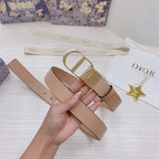 3.0cm Reversible Calfskin Leather Belt – Rotating Metal Buckle