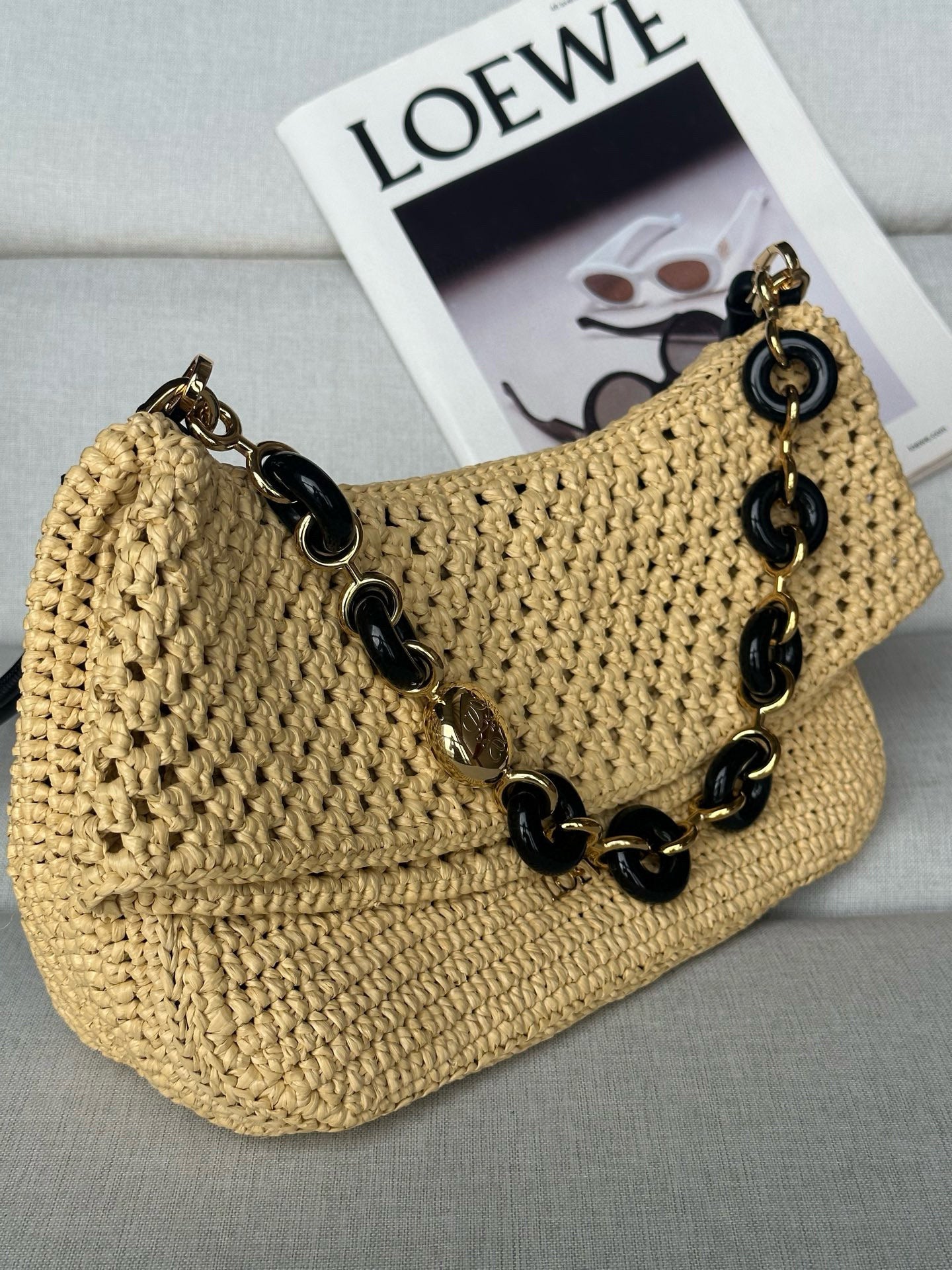Woven Straw Bag | 7019A | Chain Strap (Premium Quality )