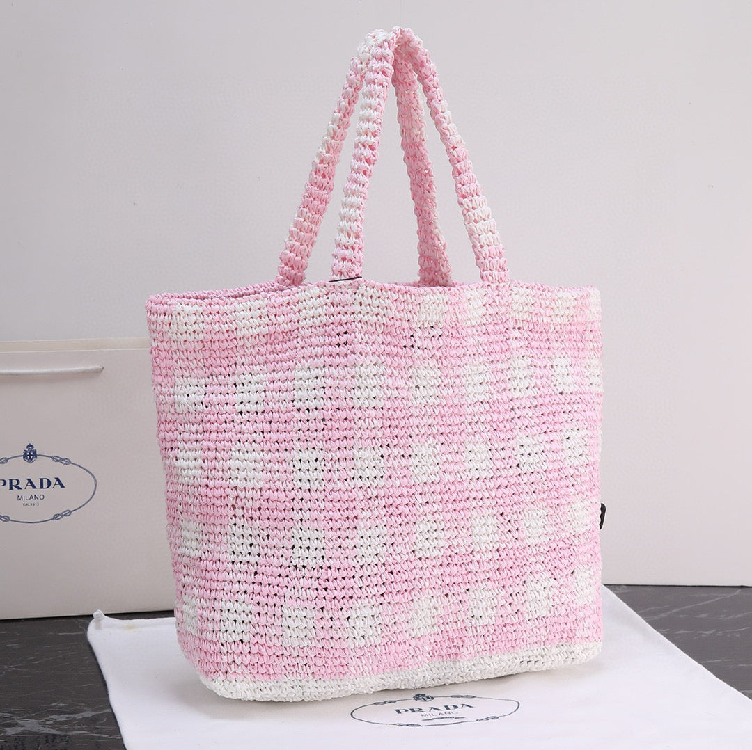 Pra*da Purely Hand-Woven Fiber Tote Bag - Large Size