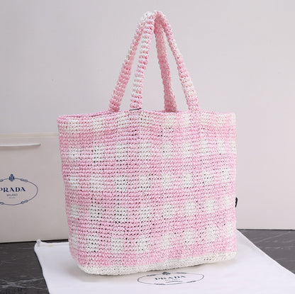 Pra*da Purely Hand-Woven Fiber Tote Bag - Large Size