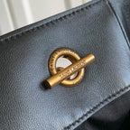 Elegant Black Lambskin Shoulder Tote