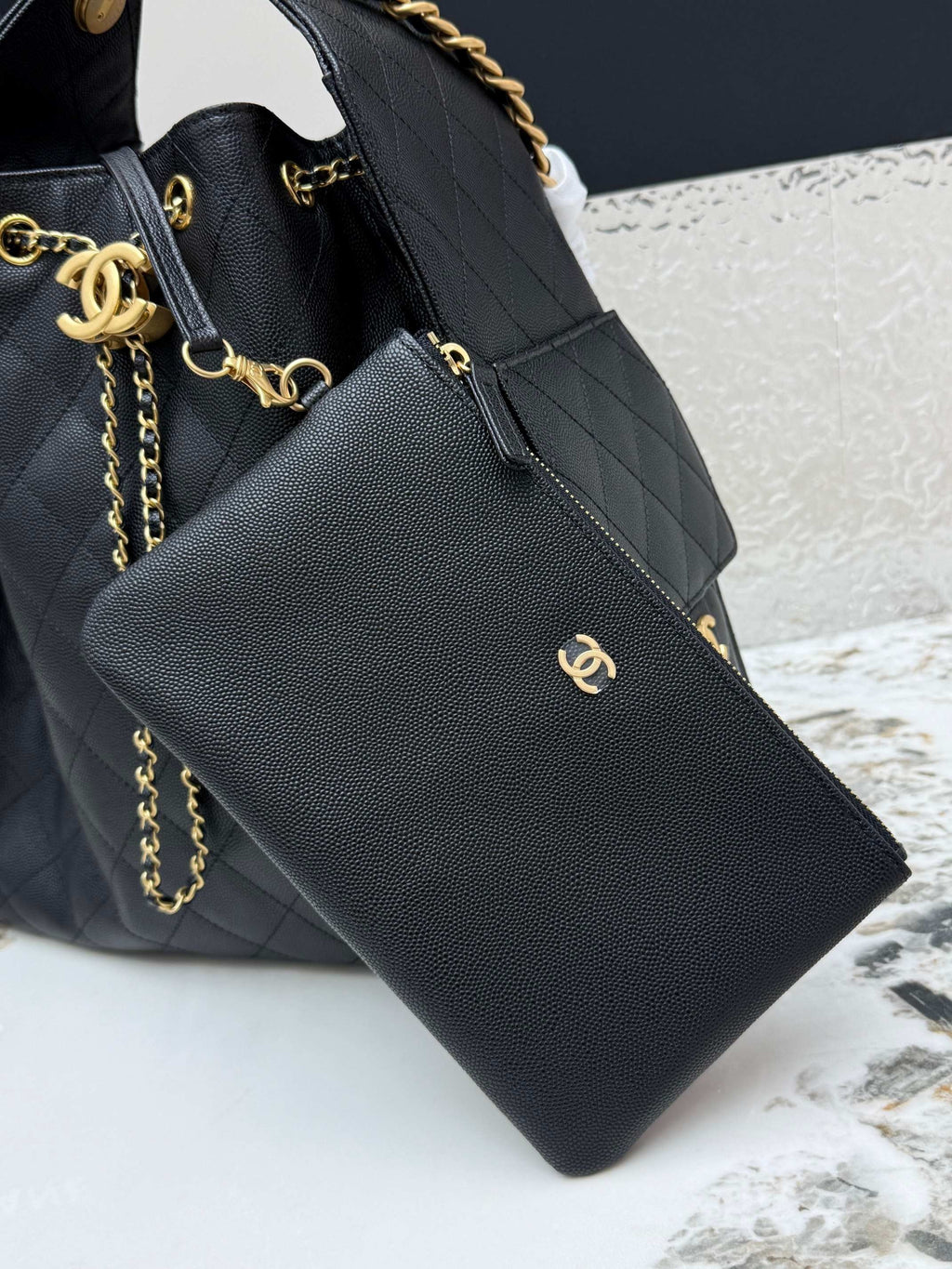 Caviar Leather Hobo Bag | 25C | Large | Premium quality|