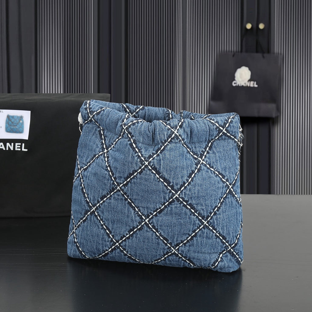 24P Denim Trash Bag Tote