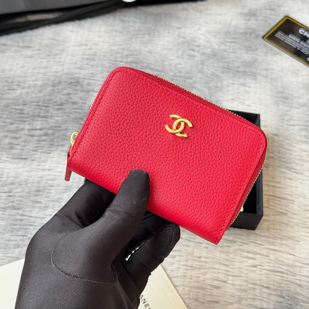 Lychee-Grain Zip Coin Purse (Premium Quality)