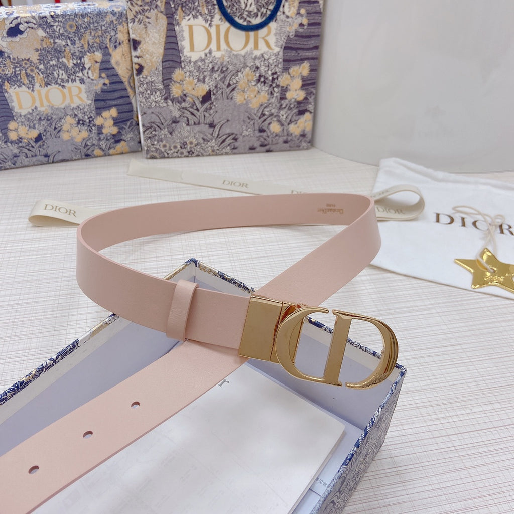 3.0cm Reversible Calfskin Leather Belt – Rotating Metal Buckle