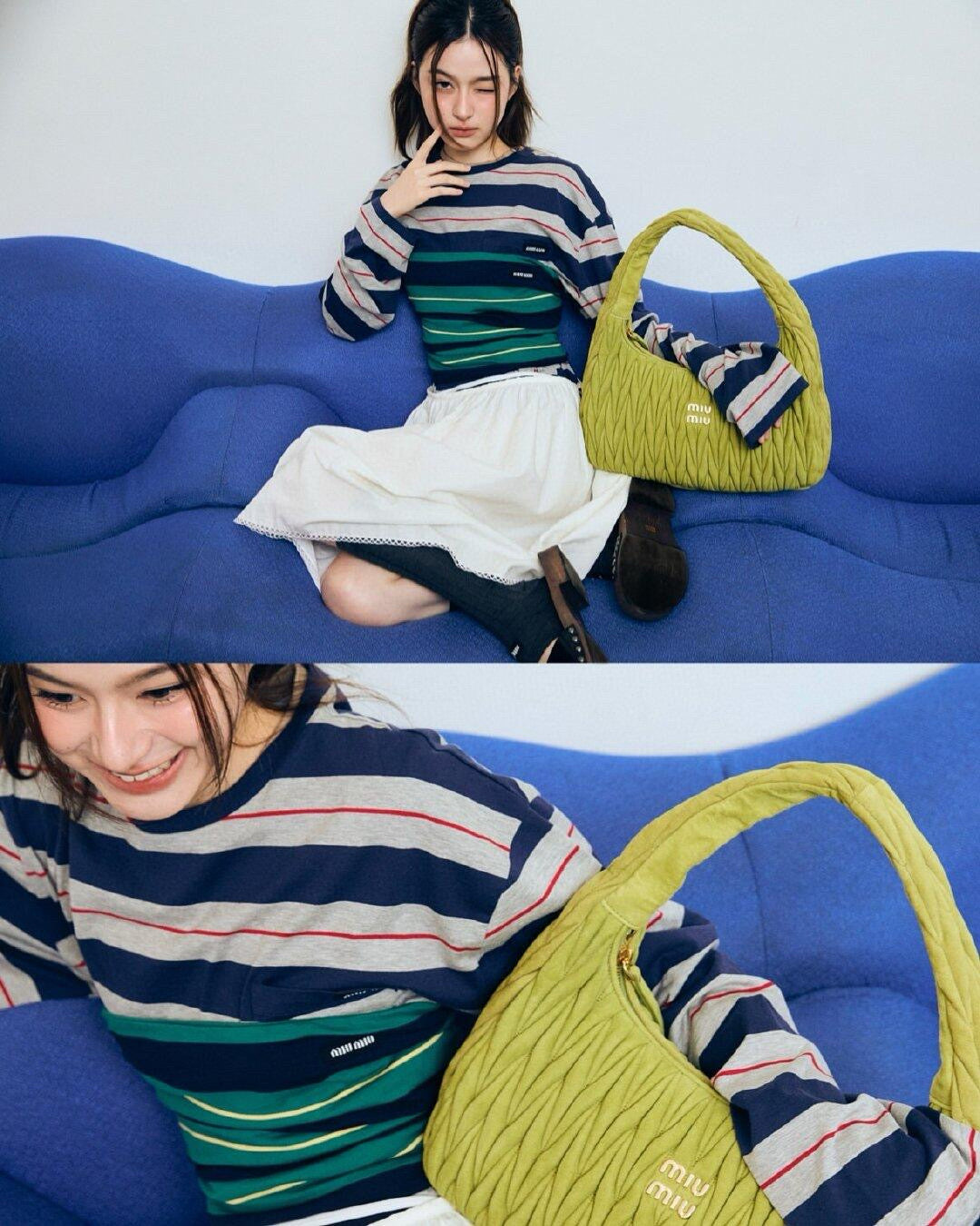 Quilted Suede-Lambskin Shoulder Bag