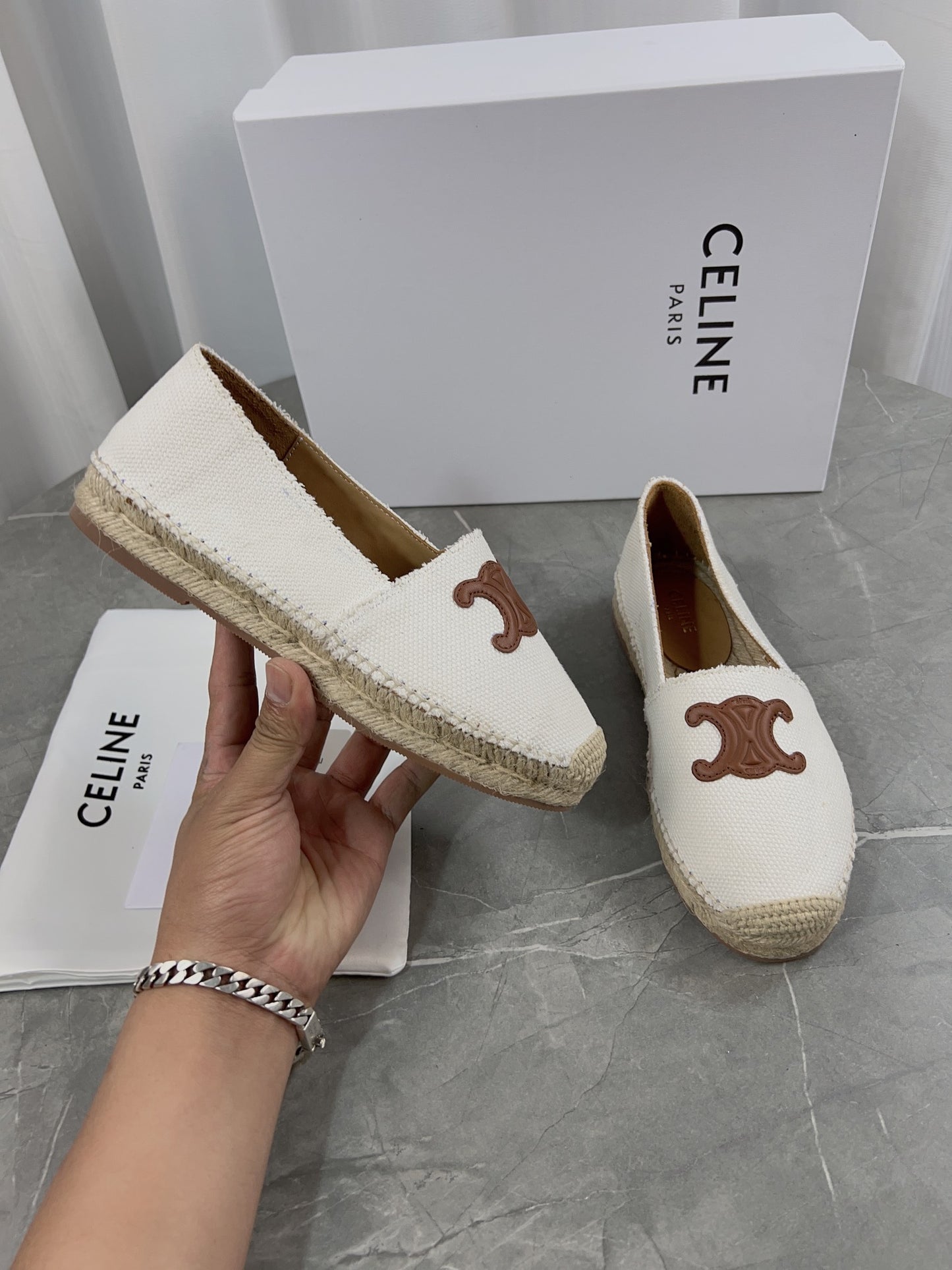 CE*LI*NE Tweed Slip-On Shoes