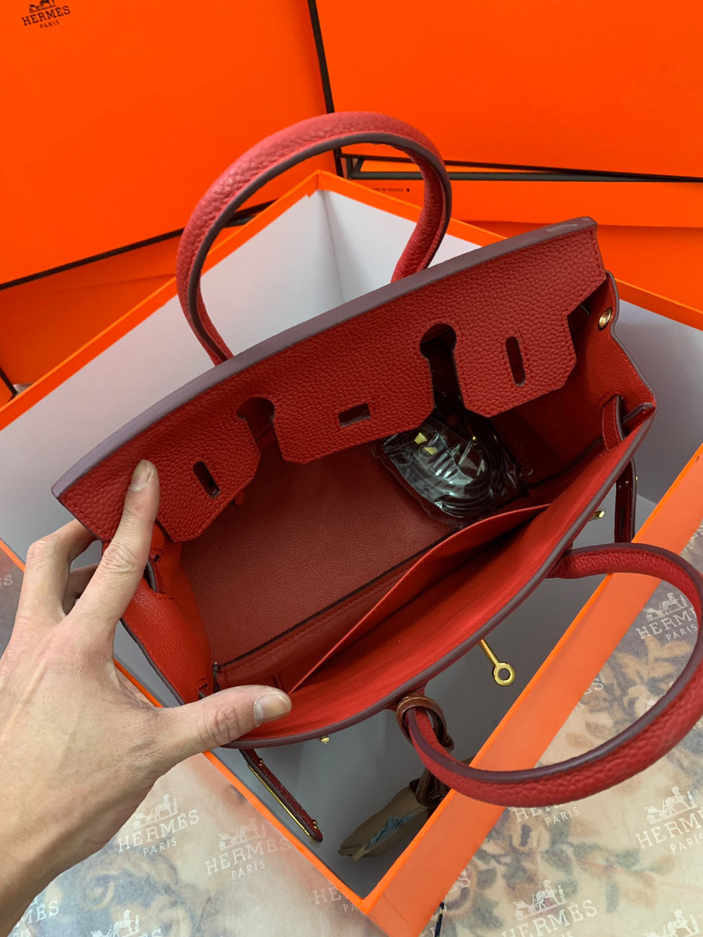 Birkin Platinum Color-Blocked Women's Bag from the Exclusive TOGO Series