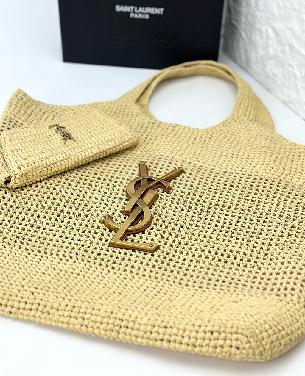 ICARE Natural Raffia Large Handwoven Tote Bag (High quality )
