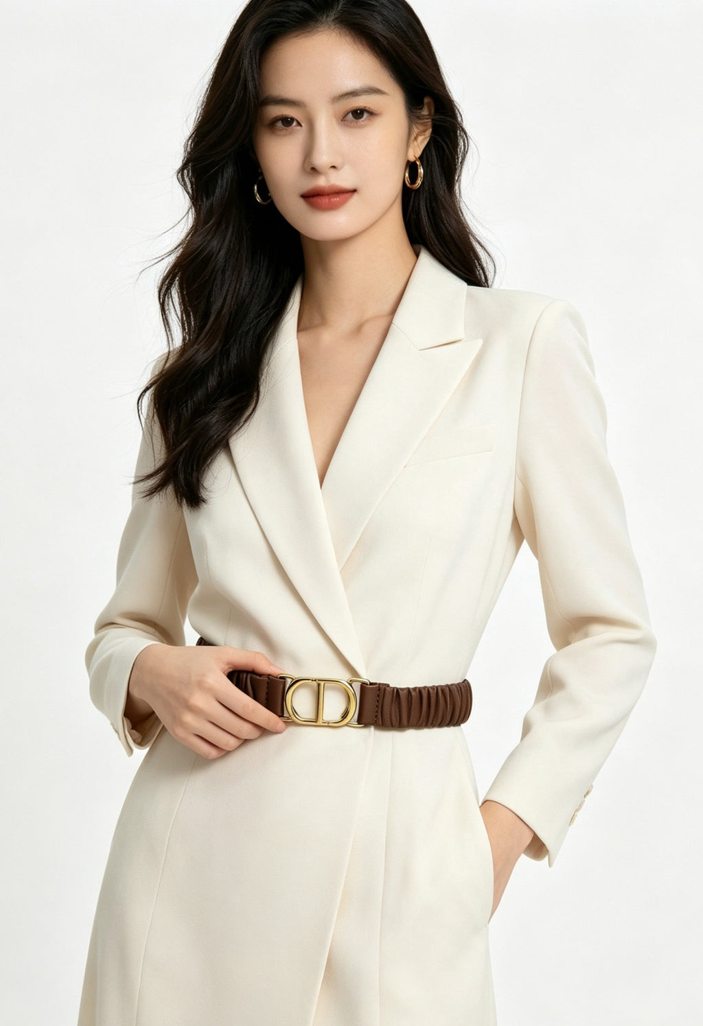 Gold Buckle Elastic Waist Belt