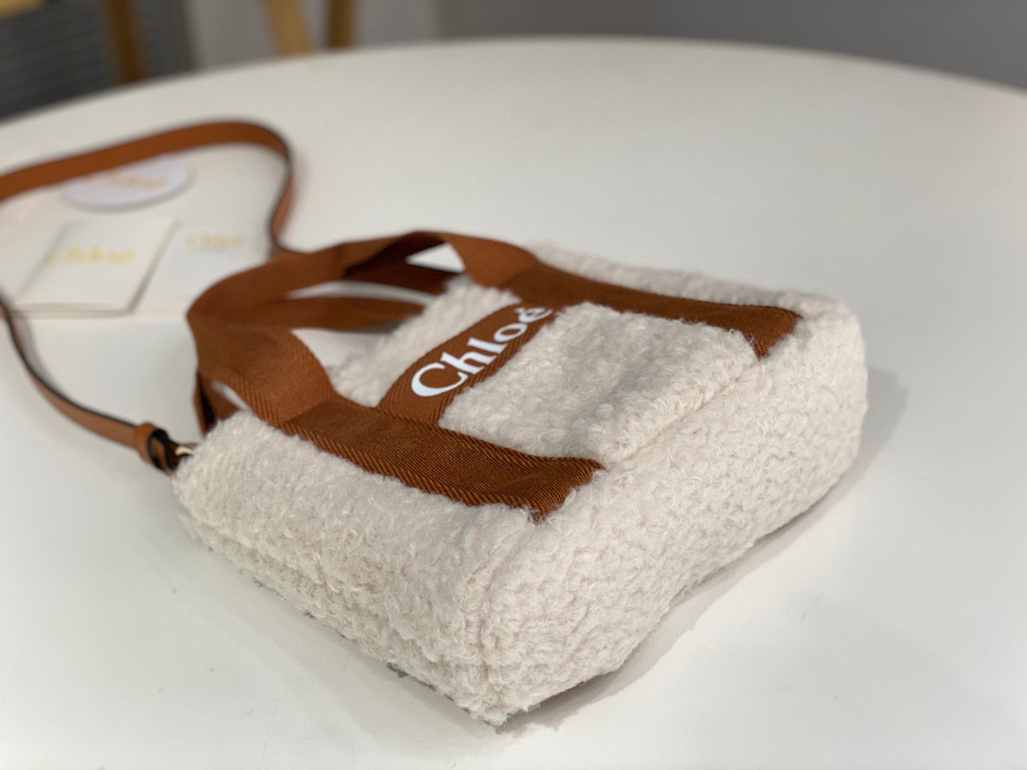 Ch*l*o*e : Furry wooden tote bag