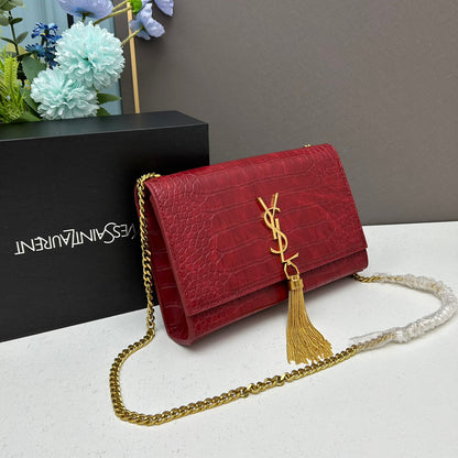 Y*S*L Crocodile Embossed Tassel Bag