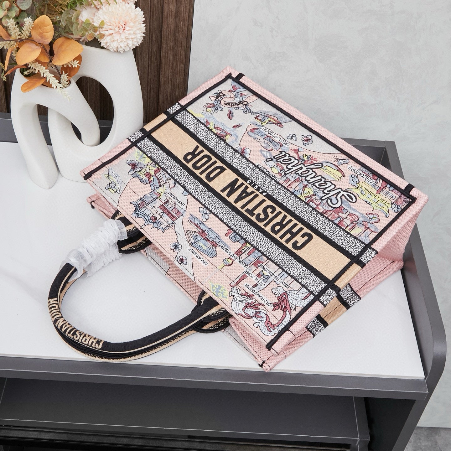 D Elegant Oversized Embroidered Tote Bag