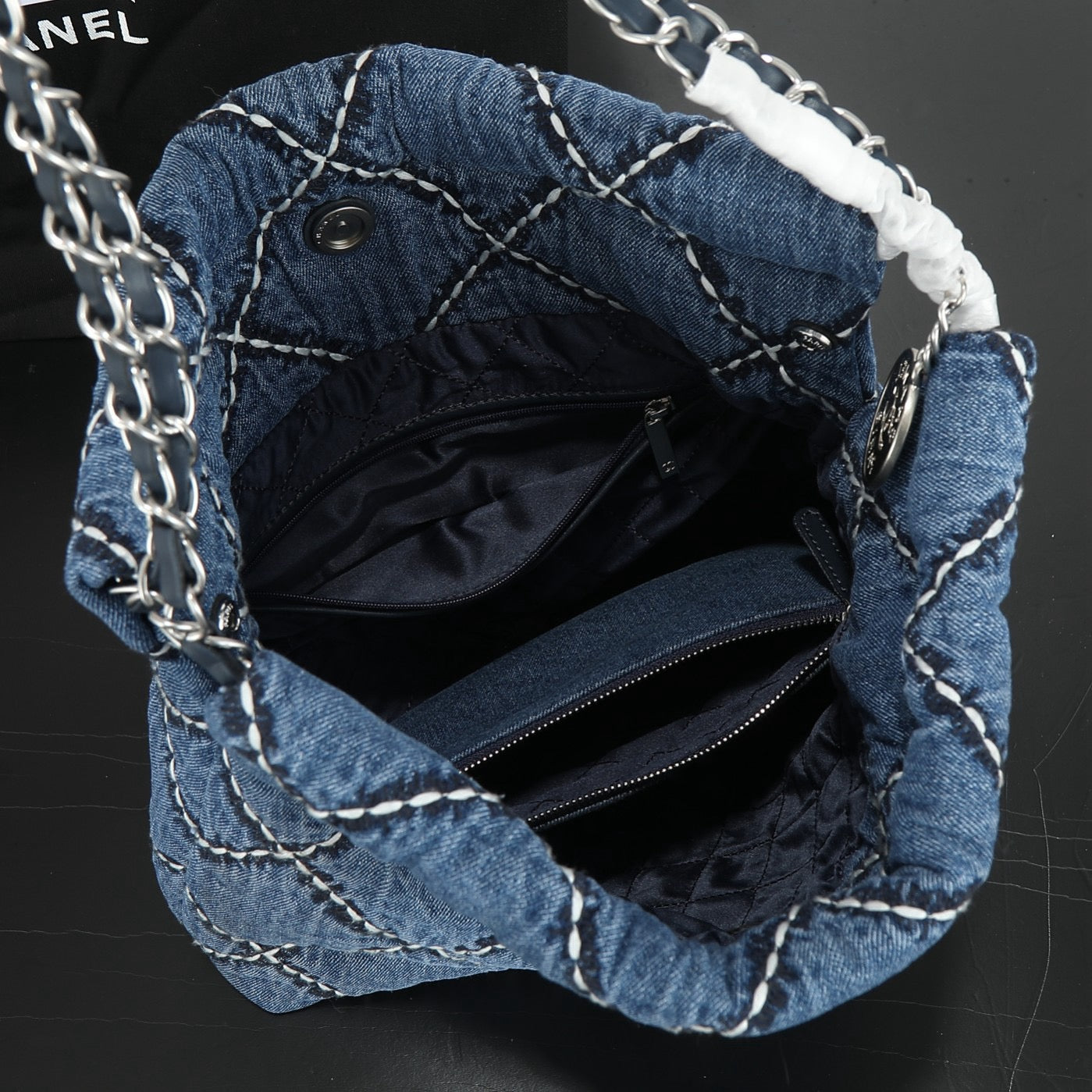 24P Denim Trash Bag Tote