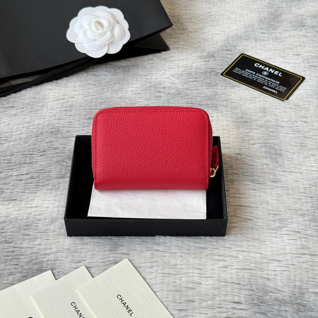 Lychee-Grain Zip Coin Purse (Premium Quality)