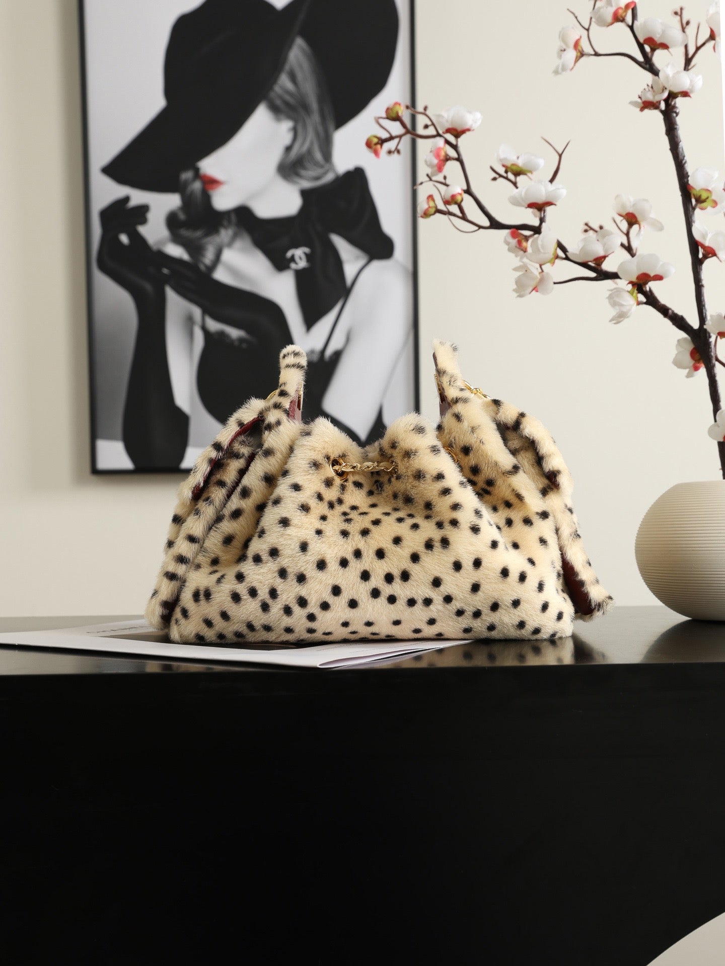 Spotted leopard plush Hobo bag (Premium quality )