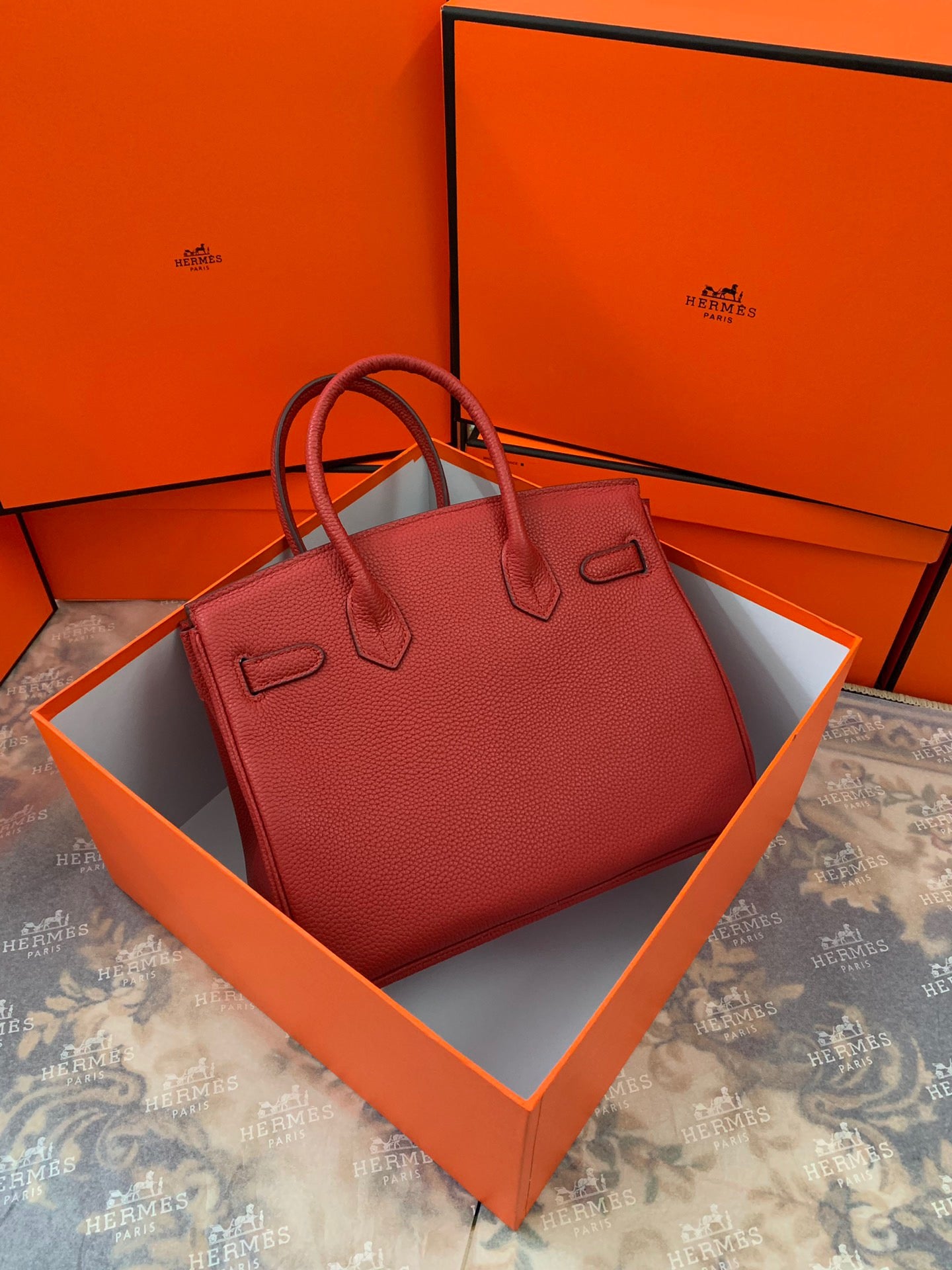 Birkin Platinum Color-Blocked Women's Bag from the Exclusive TOGO Series