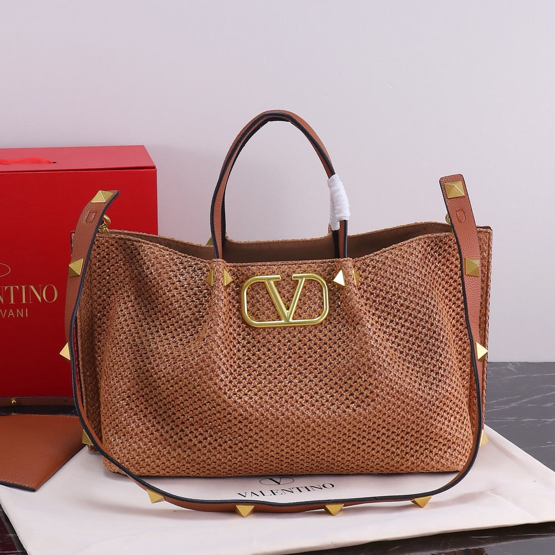 Handwoven Studded Tote Bag