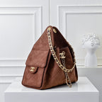 Quilted Hobo Bucket Bag — Vintage Black &amp; Gold