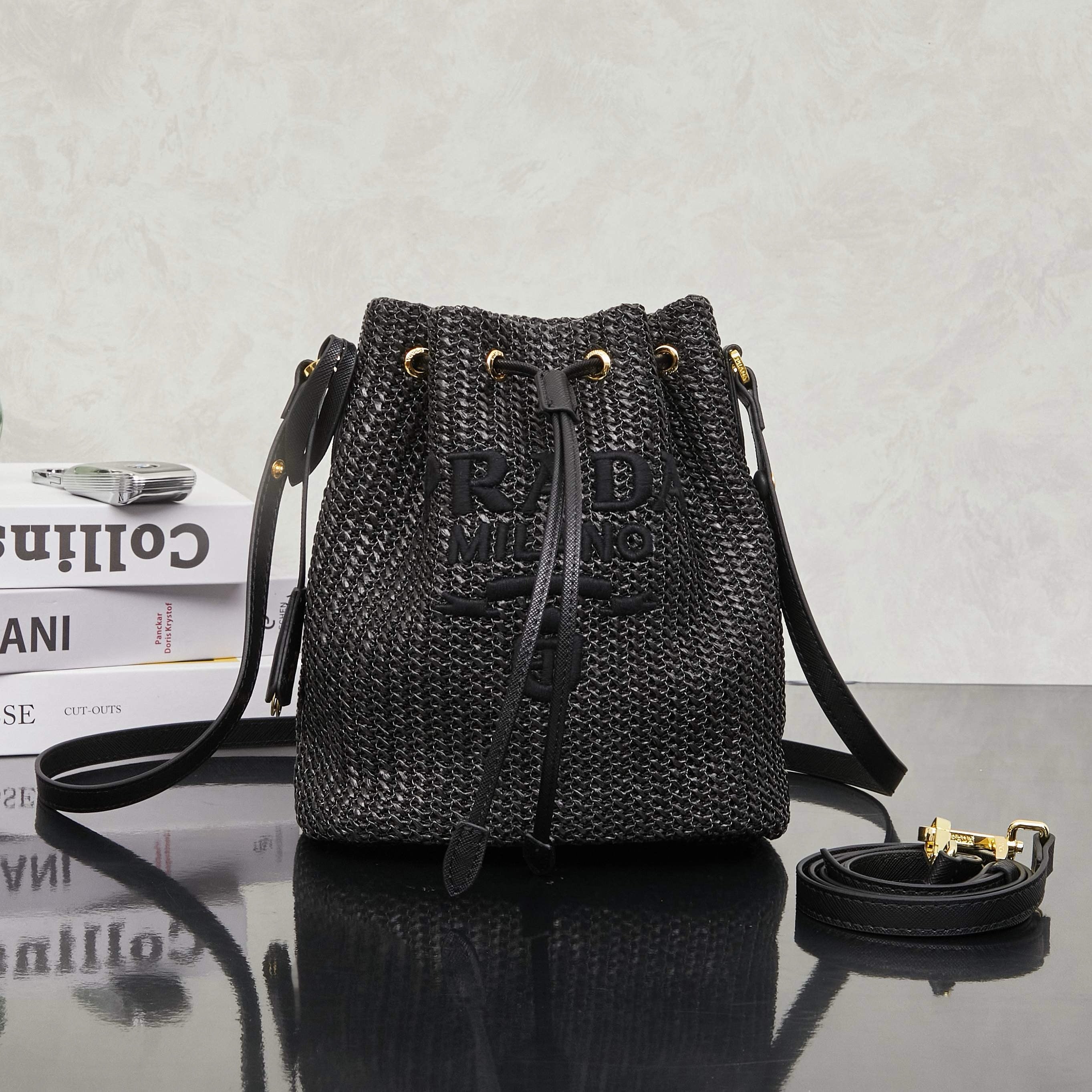 Raffia Woven Bucket Bag