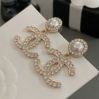 Luxury Crystal Logo Stud Earrings