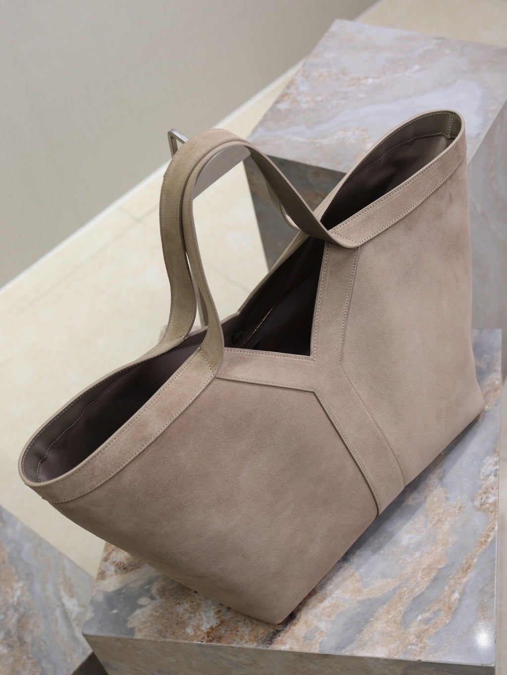 Y Suede & Calfskin Logo Tote Bag  |Premium Quality |