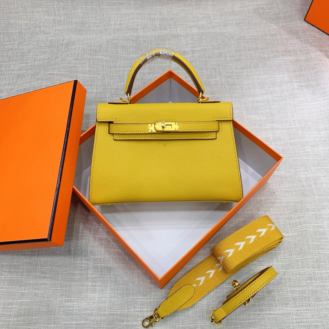 Kelly Palm-Grain Leather Structured Handbag