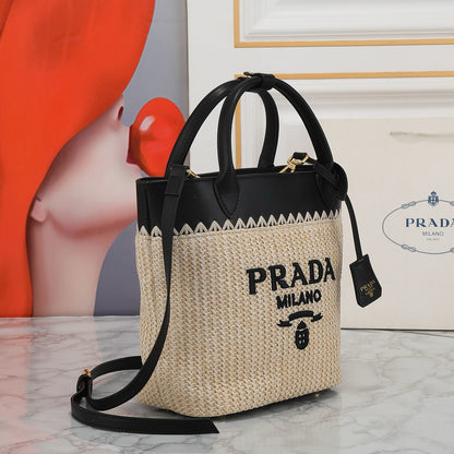 Pra*da Crochet Straw Bag