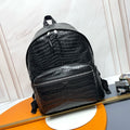 Crocodile-Embossed Leather Backpack