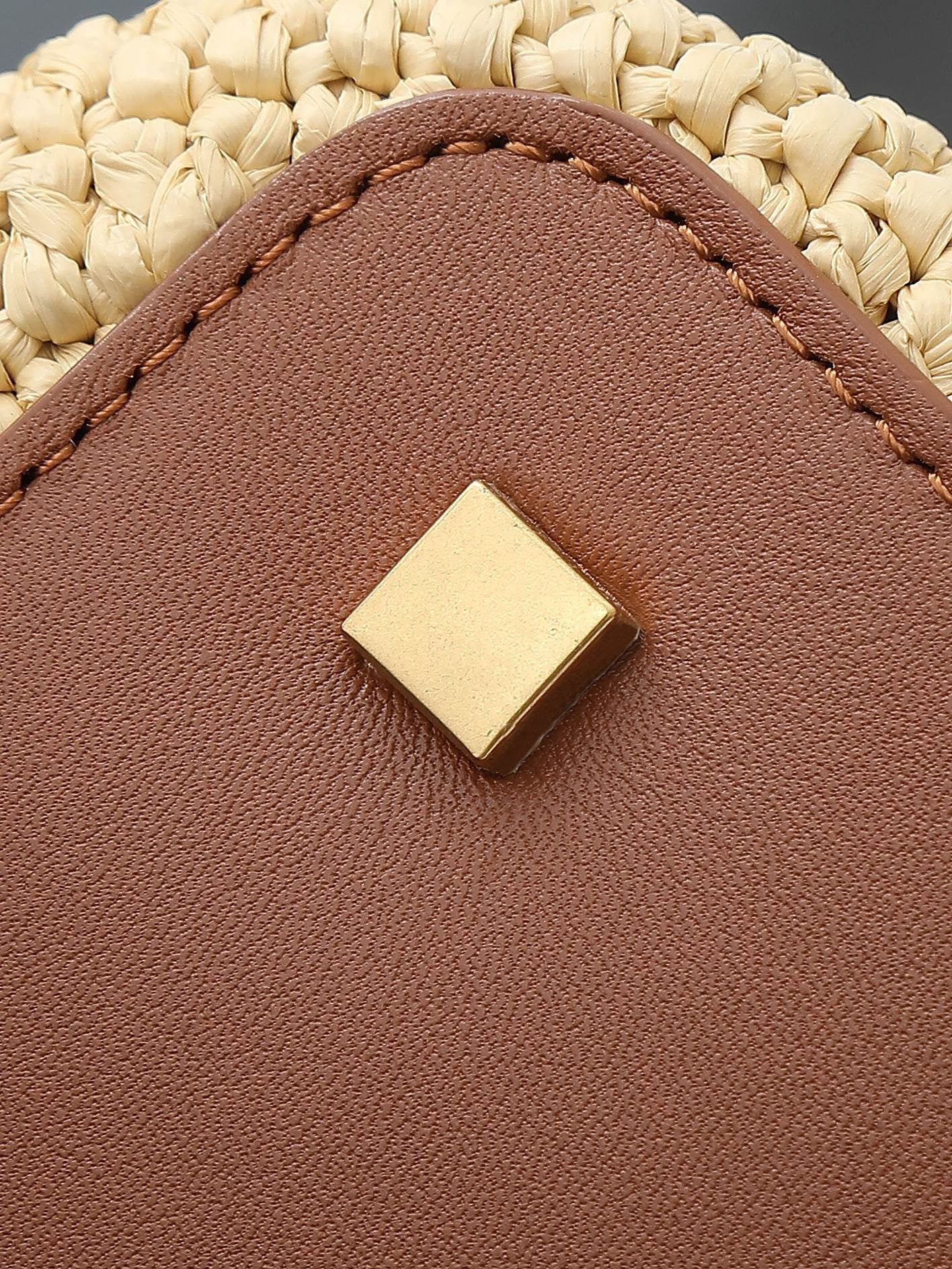 Raffia Woven Bucket Bag | Beige | Calfskin Trim (Premium quality)