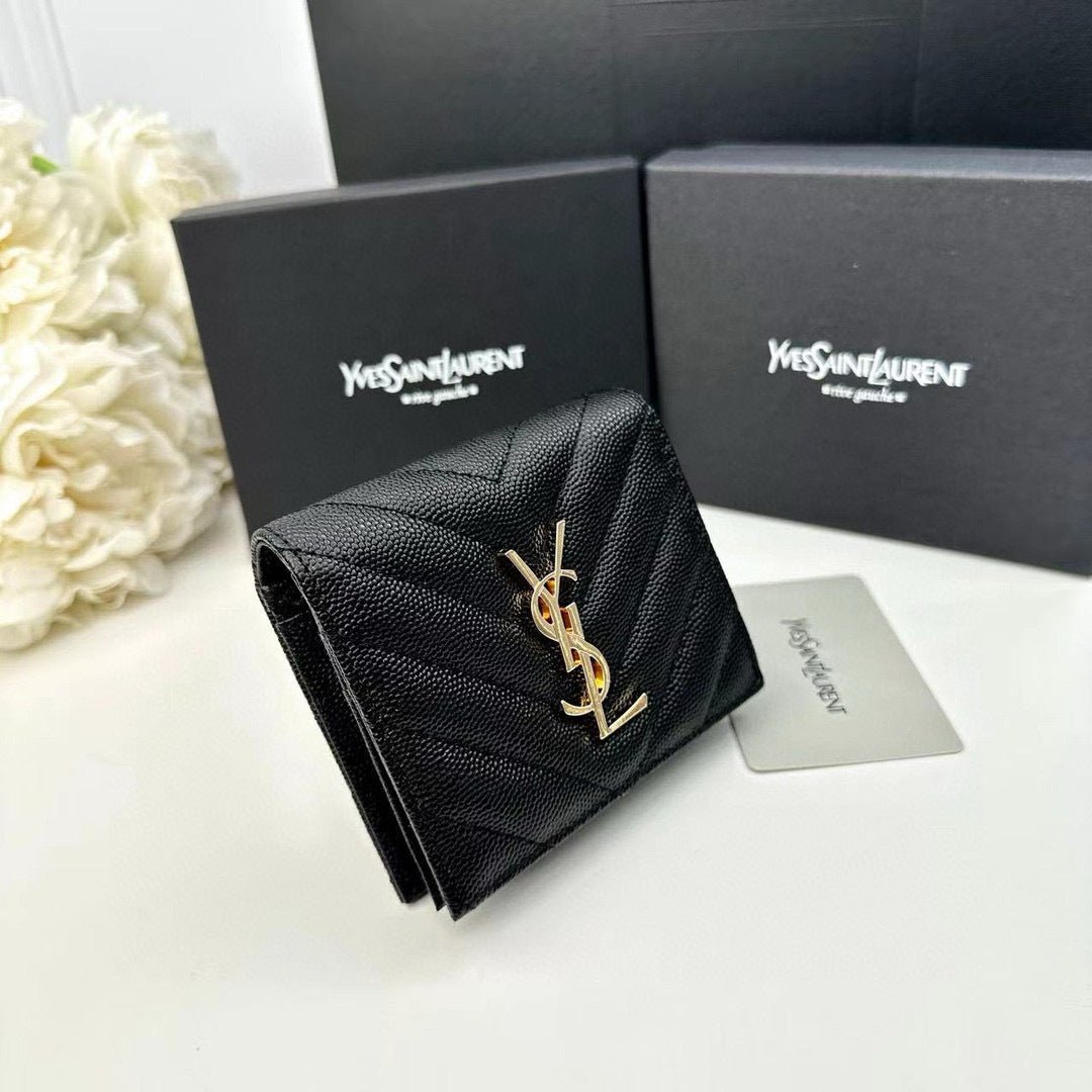 Y Compact Leather Bi-Fold Wallet