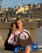 Quilted Suede-Lambskin Shoulder Bag