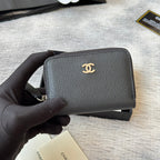 Lychee-Grain Zip Coin Purse (Premium Quality)