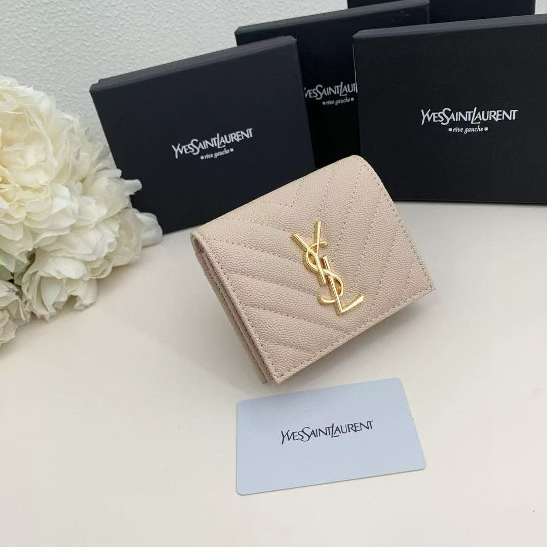 Y Compact Leather Bi-Fold Wallet
