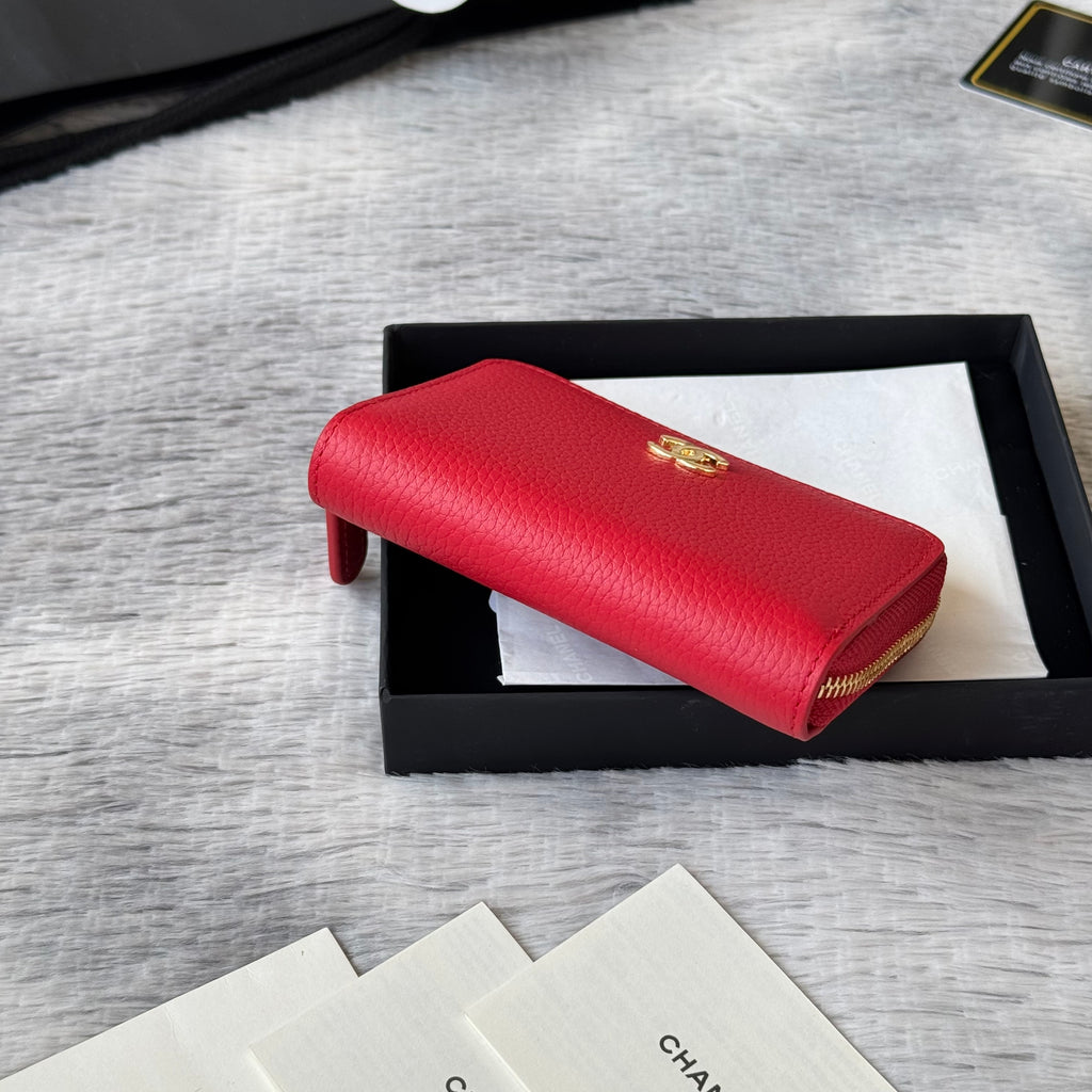 Lychee-Grain Zip Coin Purse (Premium Quality)