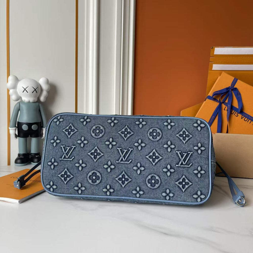 Embossed Denim Neverfull Tote