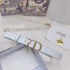 3.0cm Reversible Calfskin Leather Belt – Rotating Metal Buckle