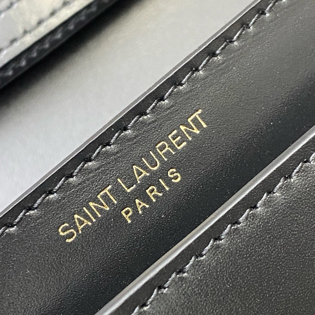 Premium Black Leather Sunset Box Clutch