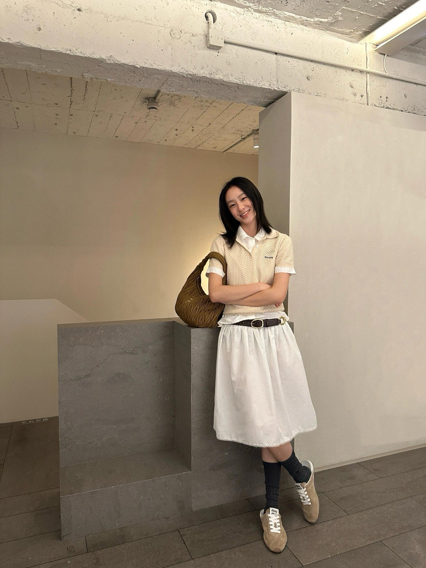 Quilted Suede-Lambskin Shoulder Bag