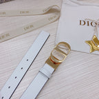 3.0cm Reversible Calfskin Leather Belt – Rotating Metal Buckle