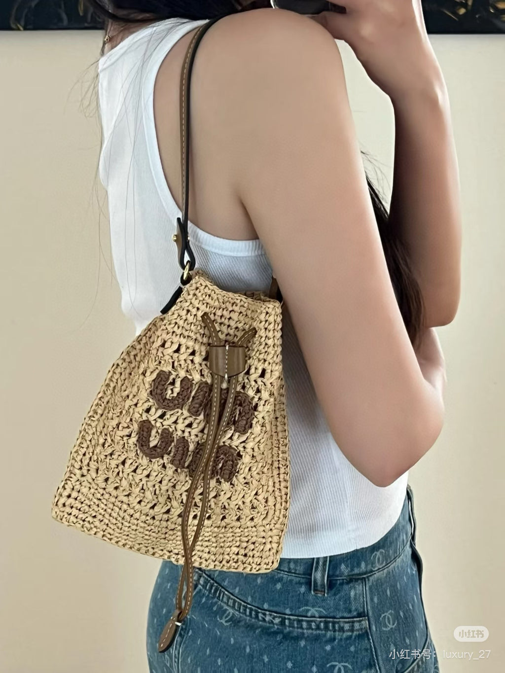 M. M Woven Bucket Bag