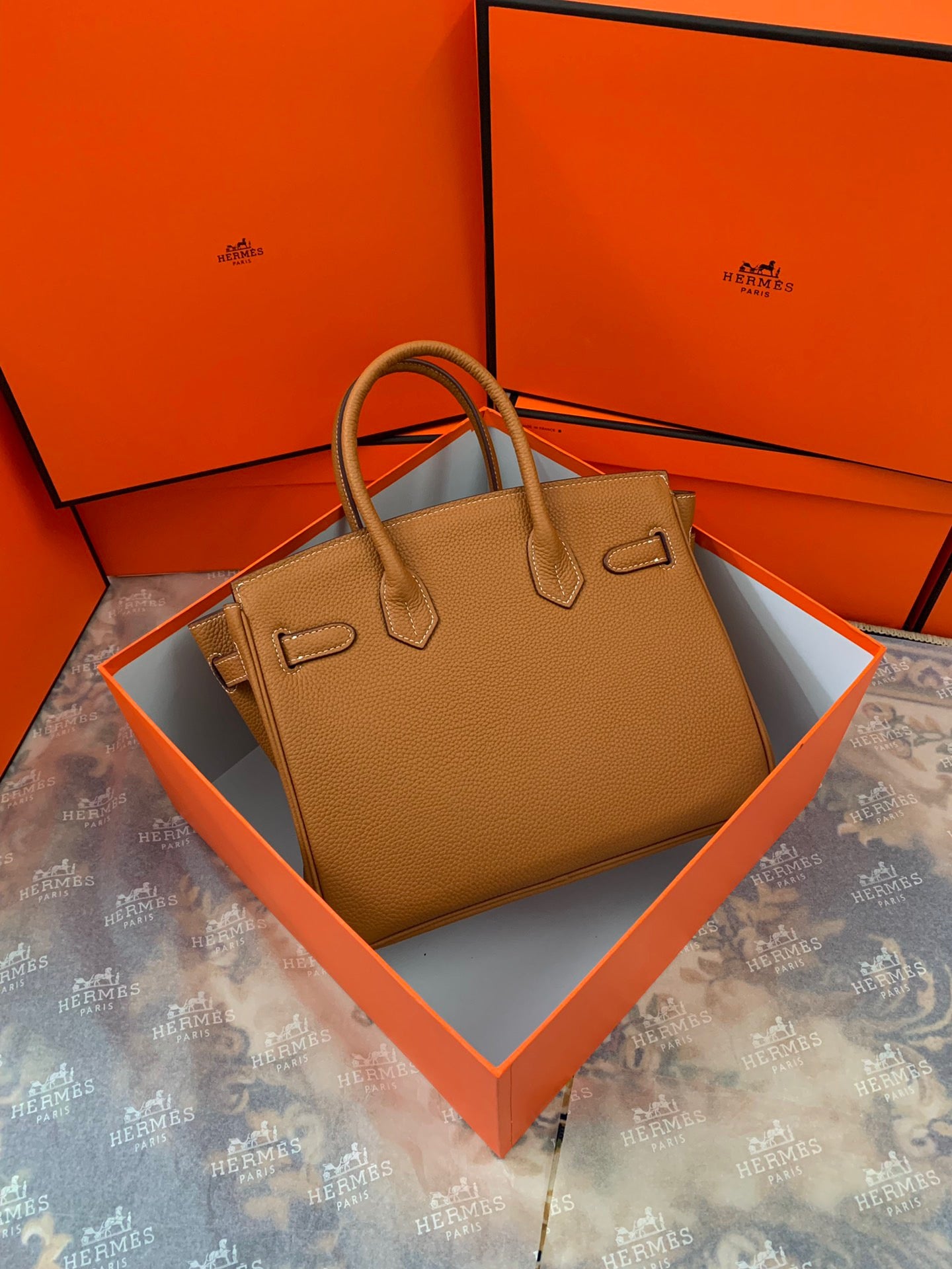 Birkin Platinum Color-Blocked Women's Bag from the Exclusive TOGO Series