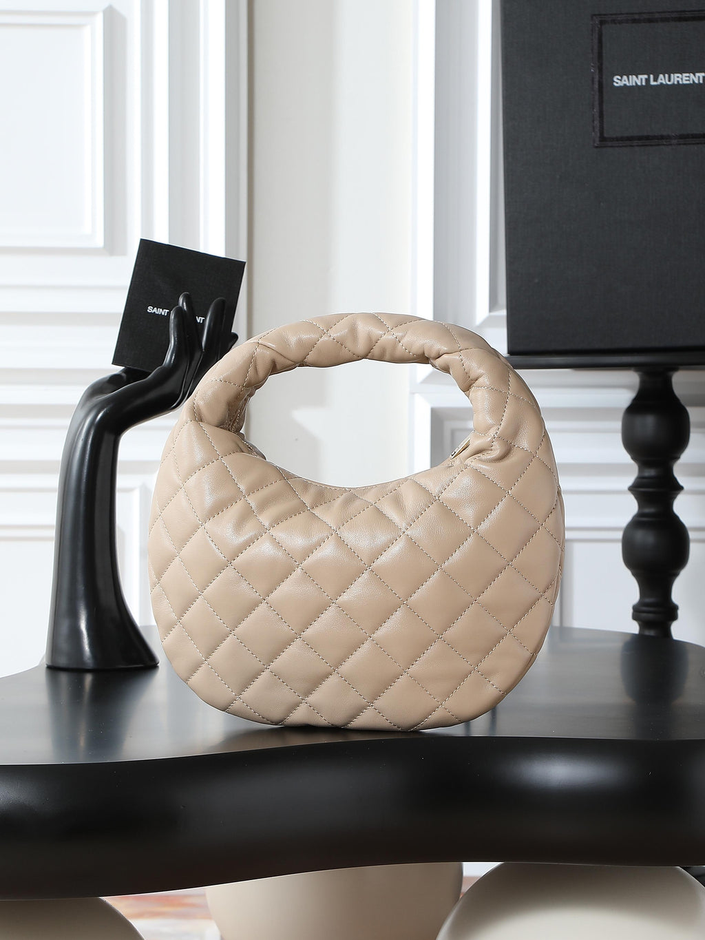 ICare Baby Pink Napa Leather Croissant Shoulder Bag