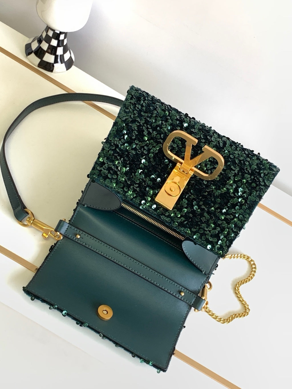 V-SLING 3D Embroidered Sequin Bag | 9866 MTX