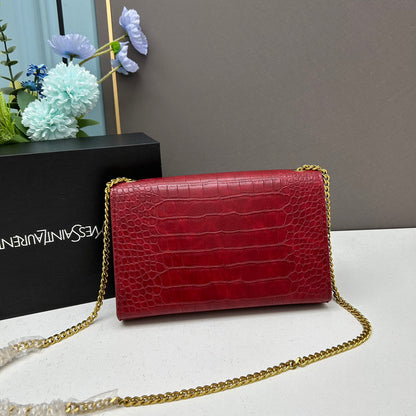 Y*S*L Crocodile Embossed Tassel Bag