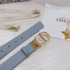 3.0cm Reversible Calfskin Leather Belt – Rotating Metal Buckle