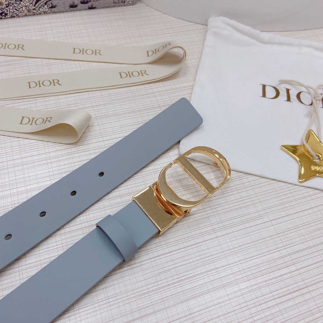 3.0cm Reversible Calfskin Leather Belt – Rotating Metal Buckle