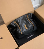 Elegant Black Lambskin Shoulder Tote